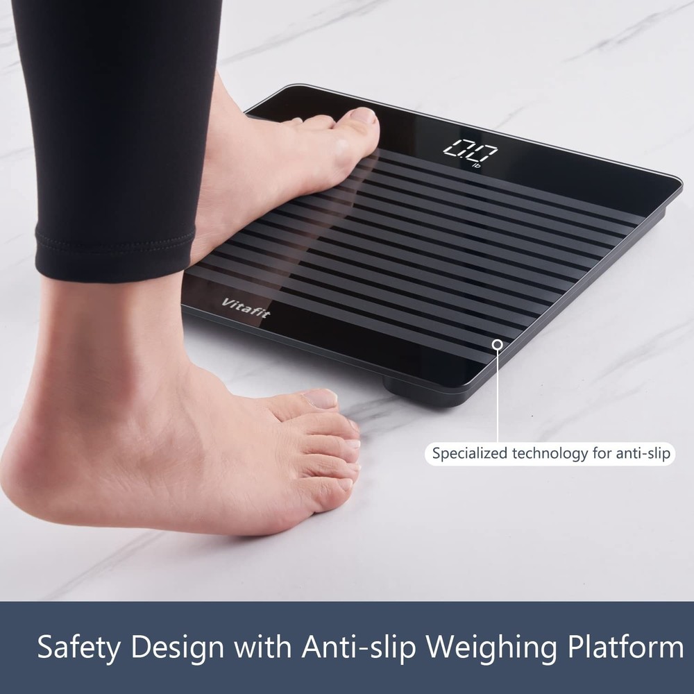 Smart Digital Bathroom Scale with BMI Tracking & App Integration, Black