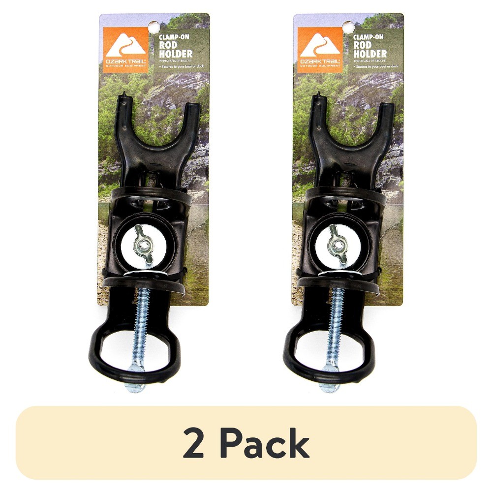 (2 pack)  Rubber Dipped Clamp-on Rod Holder - Black