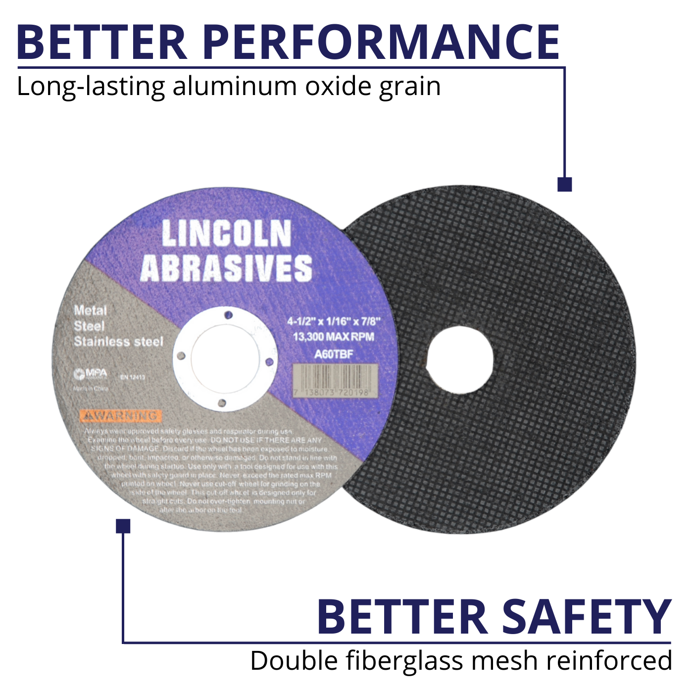 50 Pack 4-1/2" x 1/16" Cut-off Wheel 4.5 Cutting Discs Stainless Steel & Metal