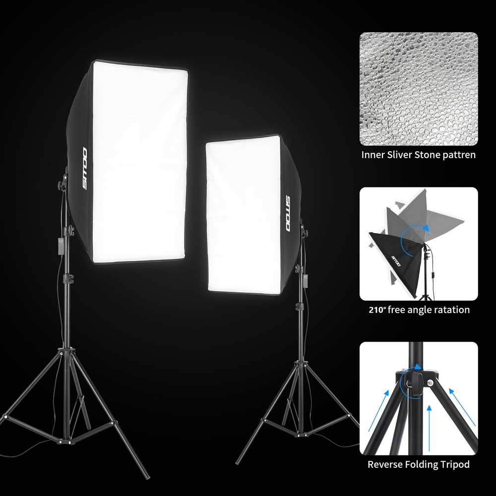 2Pcs Softbox Lighting Kit LED Continuous Photography Tripod Remote Control