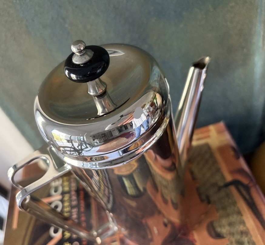 MCM Silver Plate Art Deco Geometric Shape Coffee Pot.