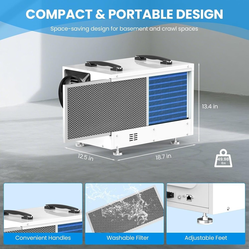 CADPXS Crawl Space Dehumidifier with Pump 125 Pint + Remote Controller Bundle