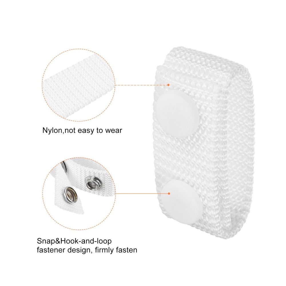 6Pack Belt Keeper Nylon Webbing Loop Holder with Double Snaps White