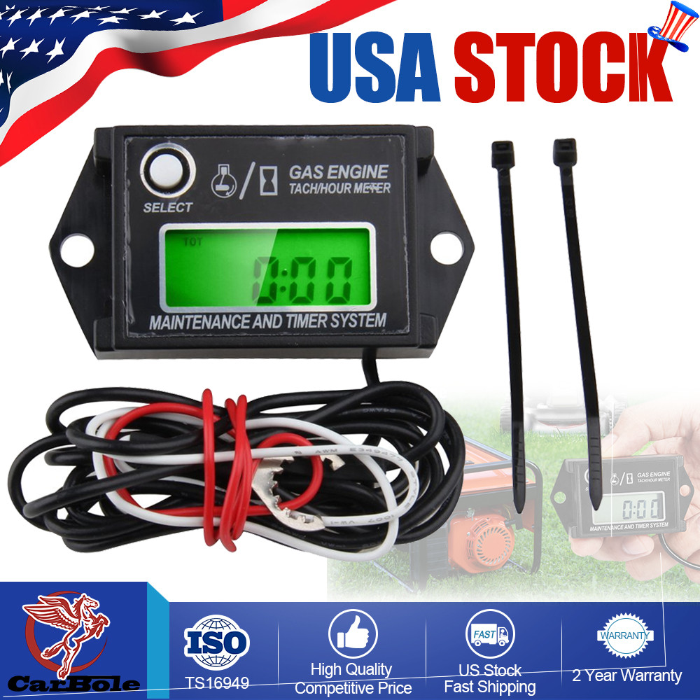 Waterproof Digital Tiny Tach Hour Meter Tachometer Meter Inductive Small Engine