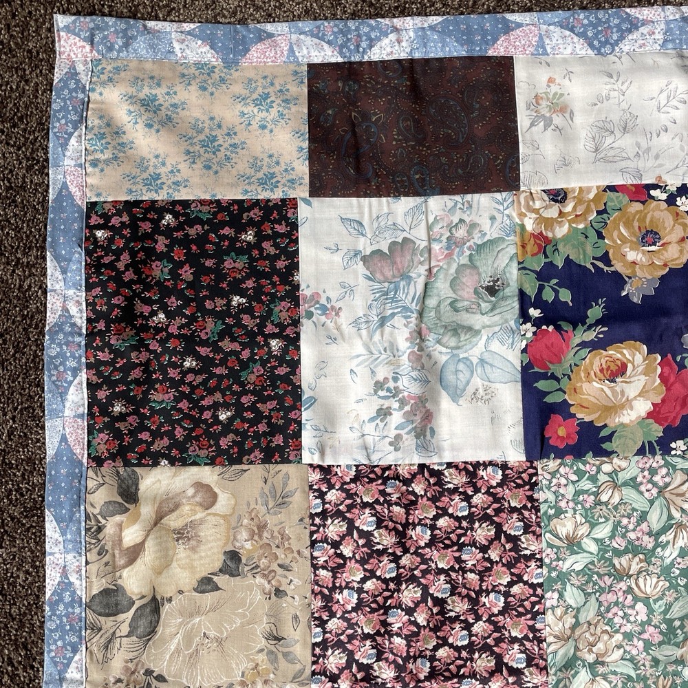 Patchwork Lap Quilt Wall Hanging Handcrafted Machine Stitched 44 x 46 MINT