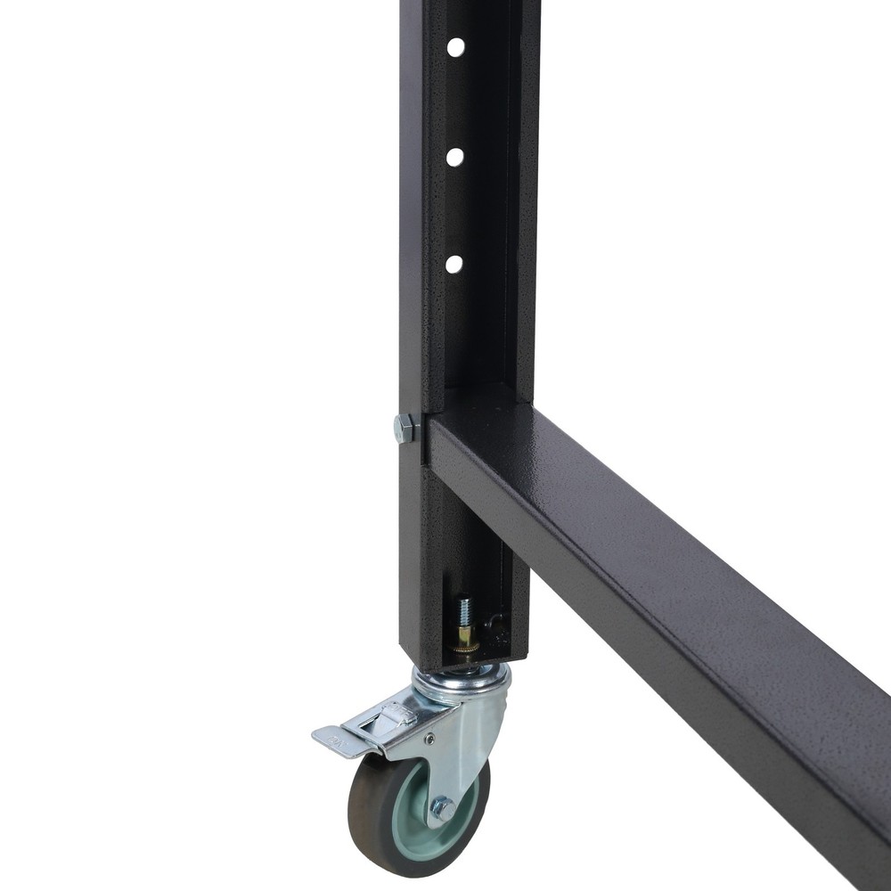 60" Garage Rolling Workbench Adjustable Height Metal Tool Bench Black