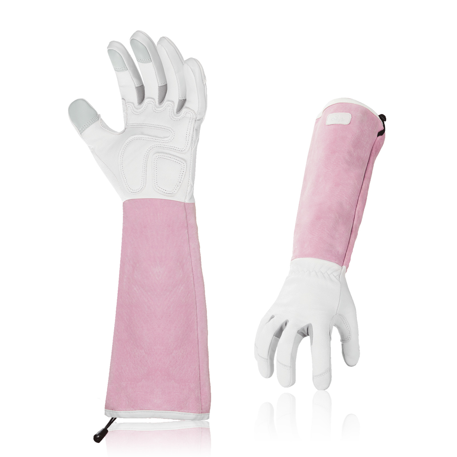 Vgo 1/2 Pairs Goat Leather Extra-Long Cuff Thornproof Gardening Gloves (GA1013)