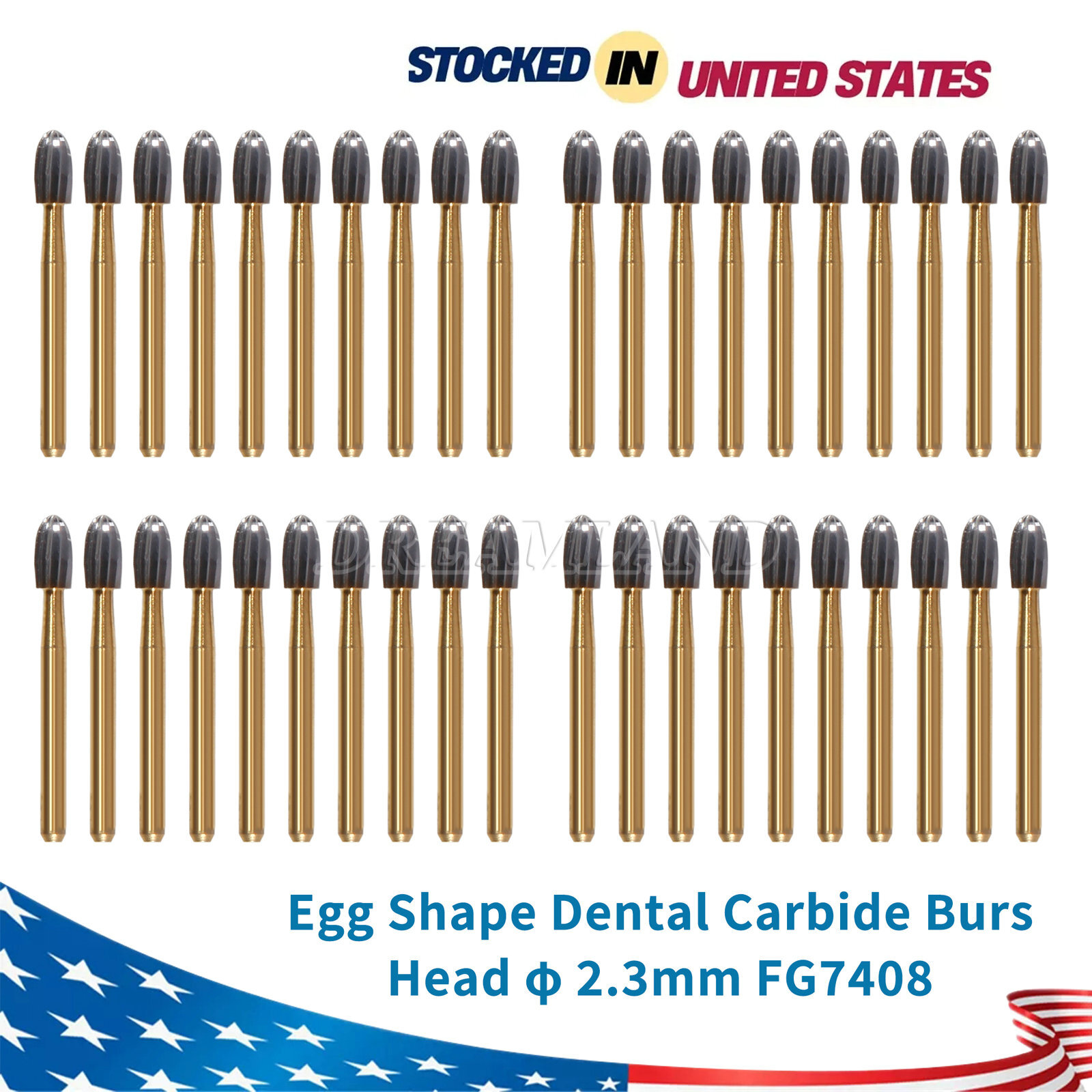 SANDENT Dental Tungsten Carbide Burs Trimming & Finishing Egg Football FG 7408 A