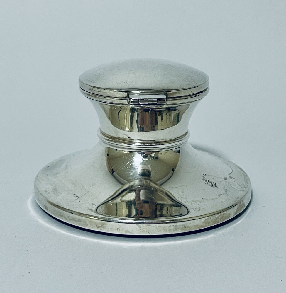 Solid Sterling Silver Capstan Inkwell with Liner