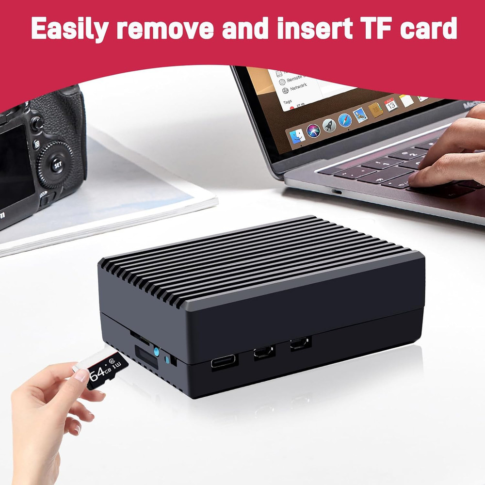 Aluminum Case for Raspberry Pi 5, Passive Cooling Case with Cooling Column and T