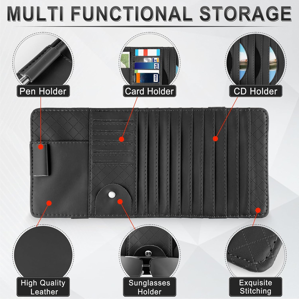 Sun Visor CD Case Holder for Car - Multi-Function Visor Organizer with CD/DVD...