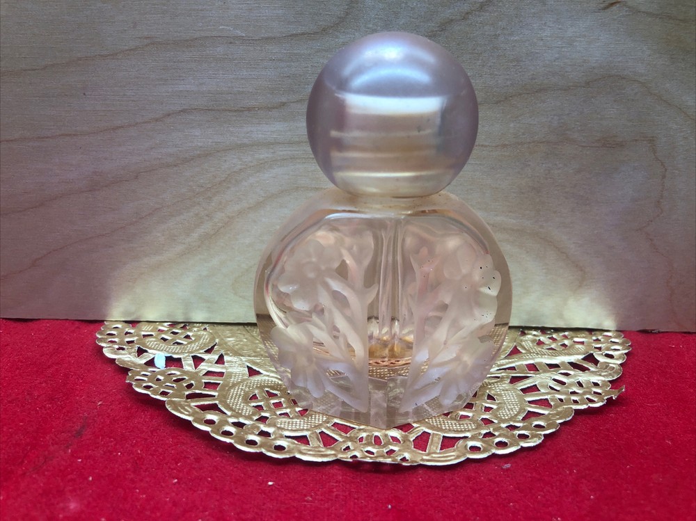 Vintage Pink Glass Perfume Empty Bottle