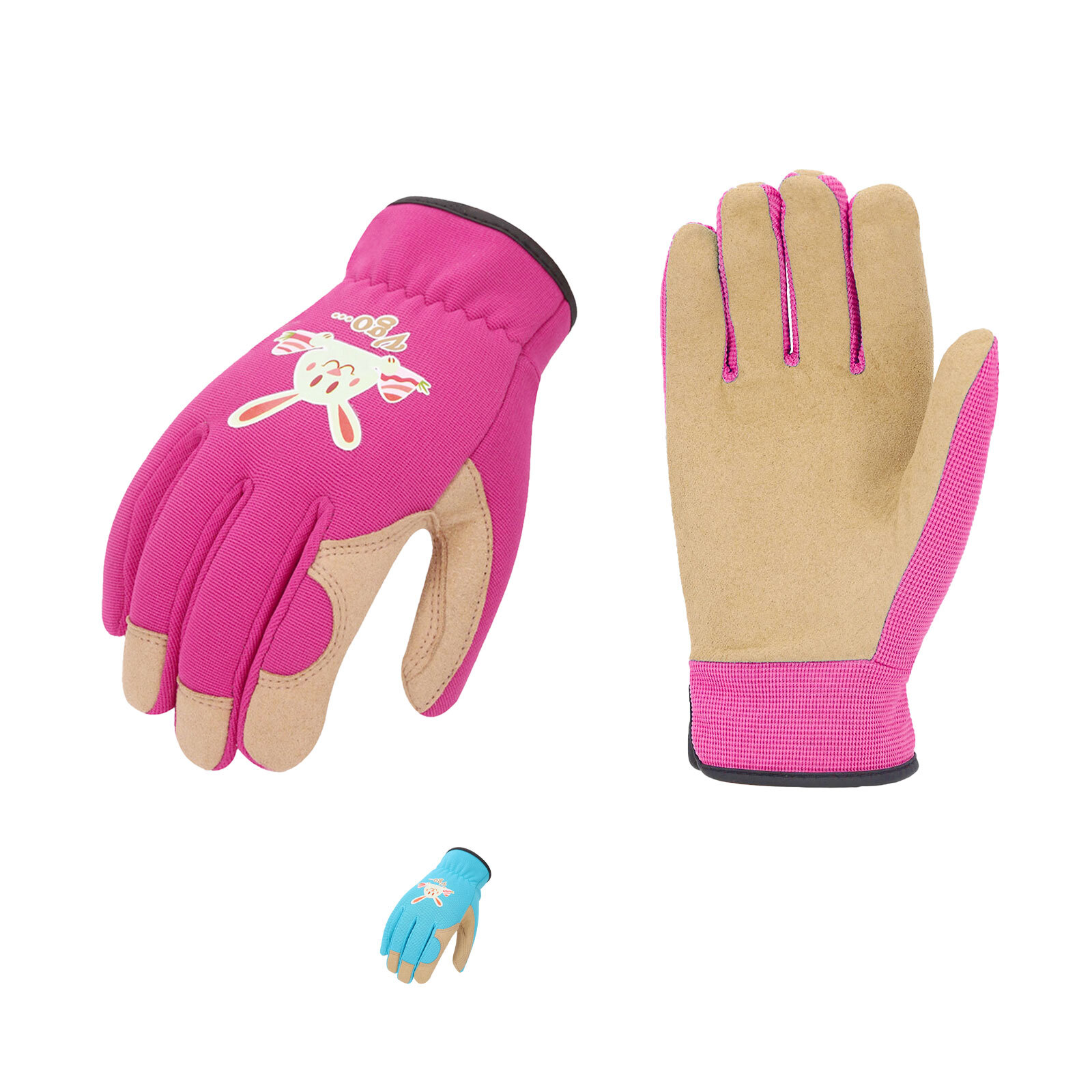 Vgo 2 Pairs Kids Gardening, Lawning, Working Gloves(2Colors, KID-SL7362)