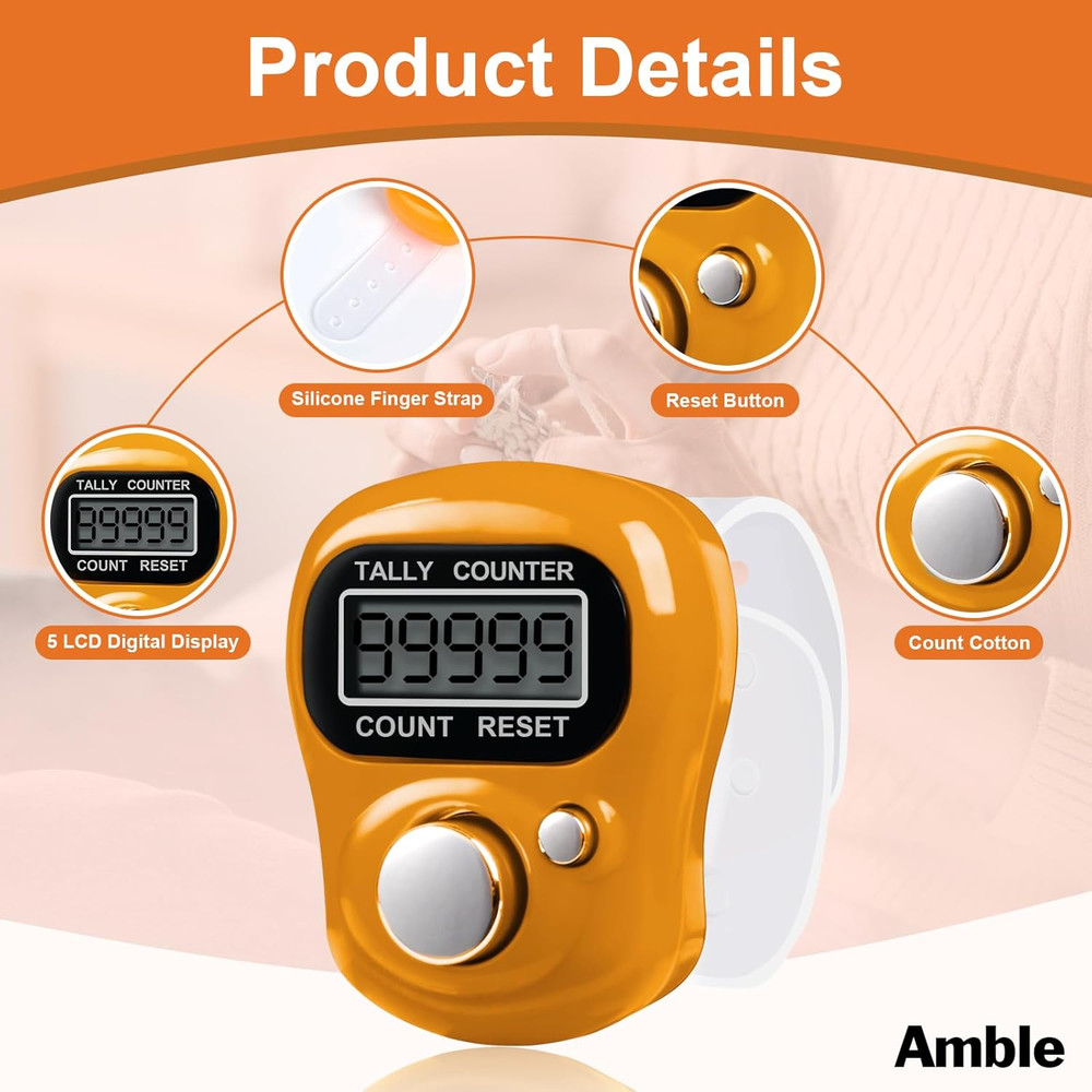 Amble 12 Pack Electronic Finger Counter, 5 Digit LCD Electronic Digital Display,