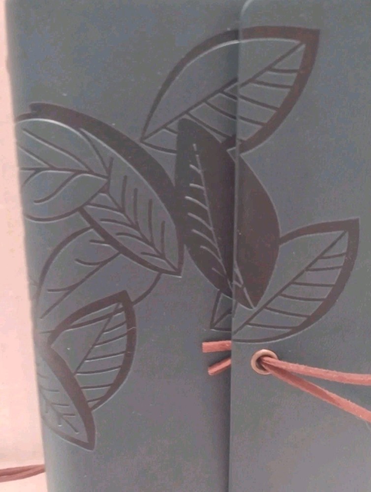 Teal Blue Travel Journal Notebook Refillable Leather Diary Embossed Leaf A6 Size