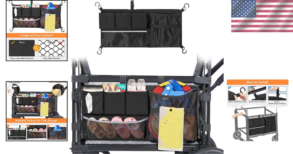 Stroller Wagon Cargo Net - Compatible with Wonderfold & Keenz Models, Black