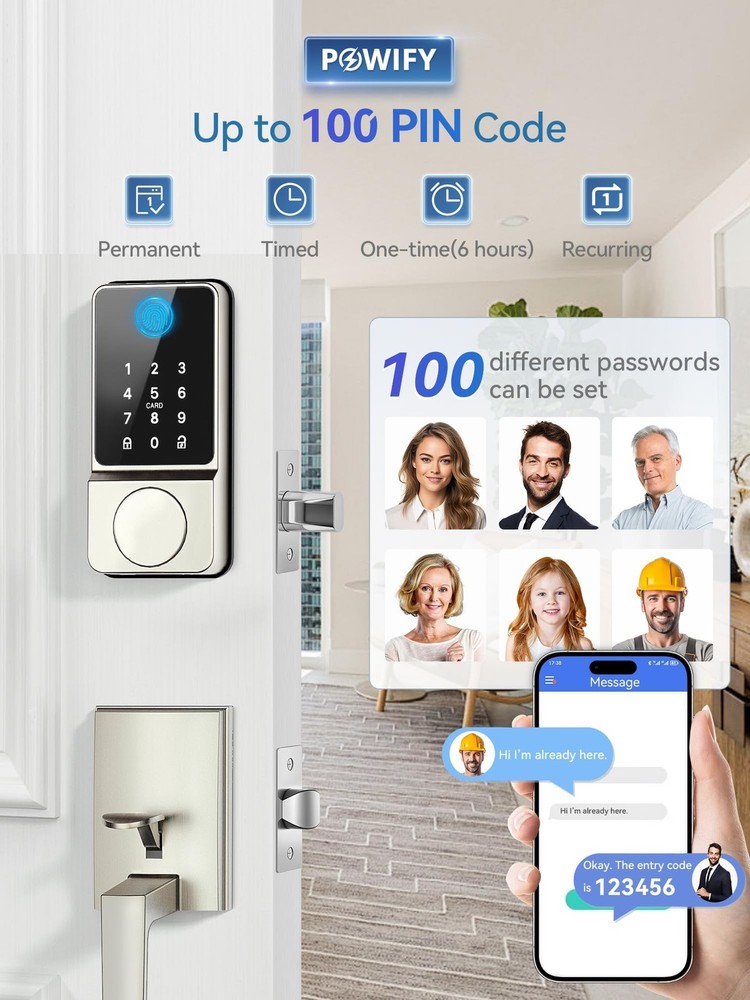 Keyless Entry Door Lock with Handle, APP Control Smart Front Set, Keypad Door...