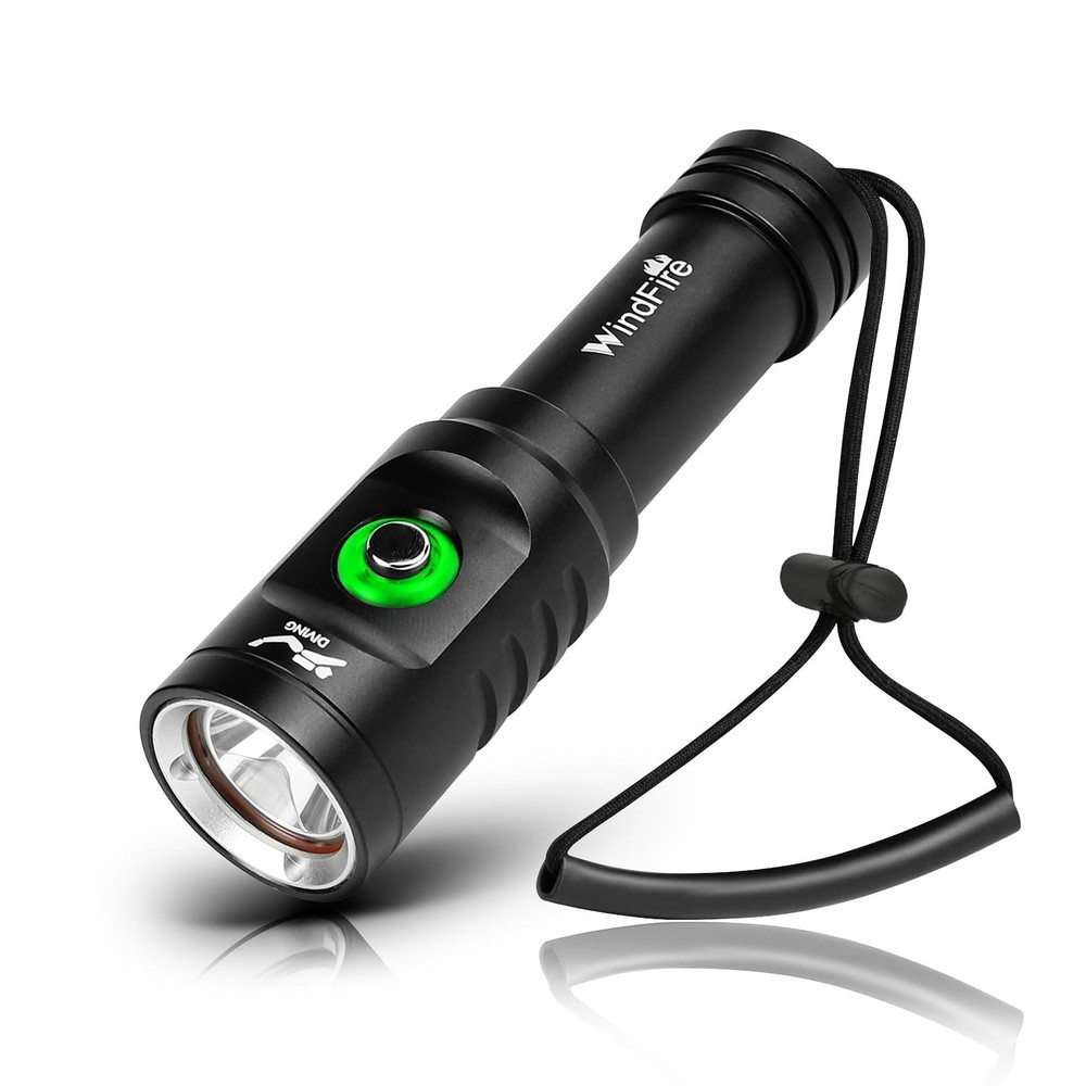 WINDFIRE Dive Light Scuba Diving Flashlight, Super Bright Rechargeable Waterp...