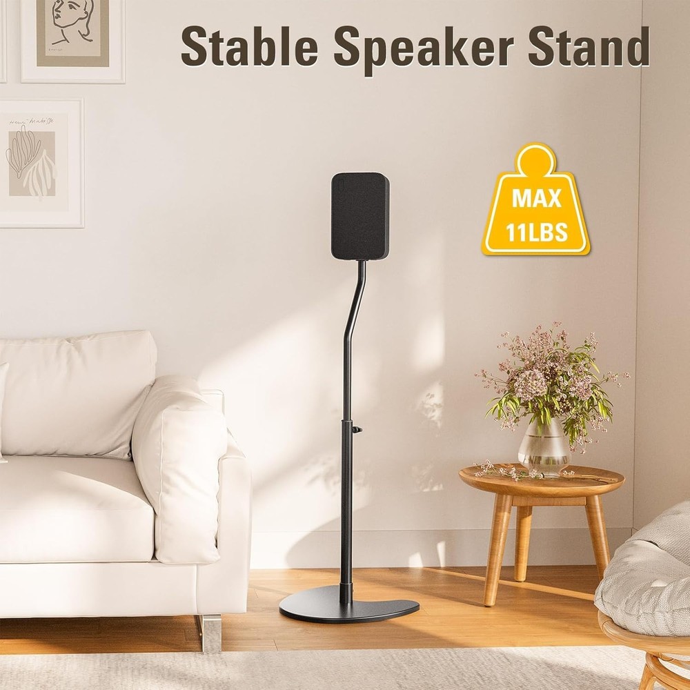 Adjustable Speaker Stands, Heavy Duty Base, 11 Lbs Capacity