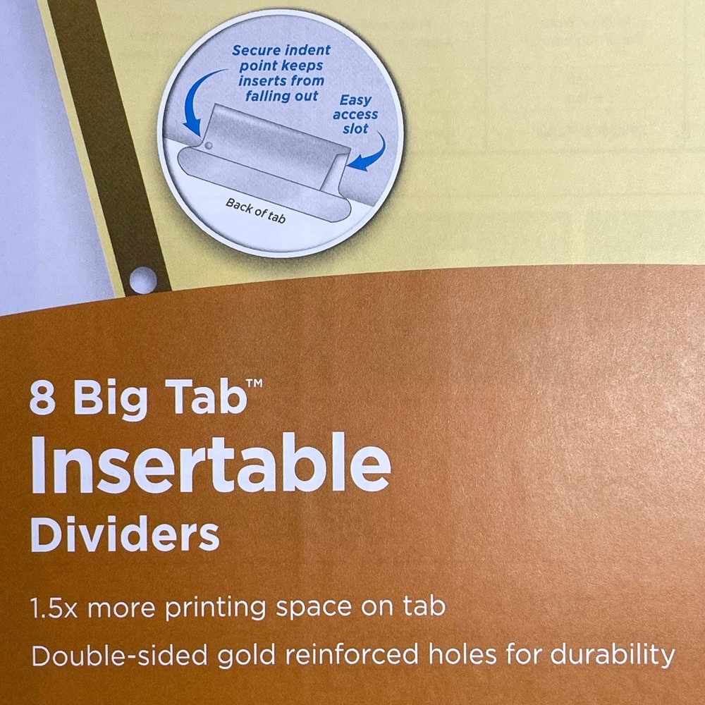 AVERY (12-PACK) Insertable Big Tab Dividers 3-Hole 8-Set Double-Sided Buff 11111