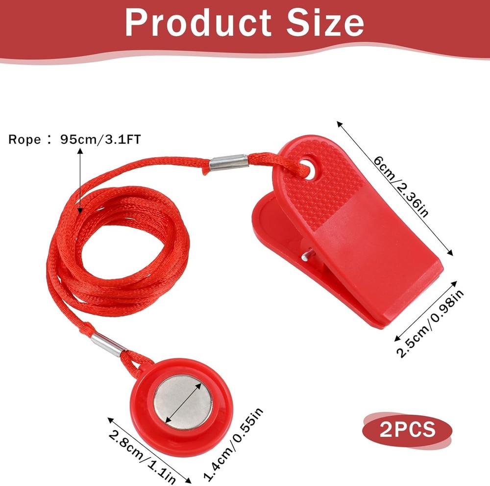 2 Pcs Universal Treadmill Magnetic Safety Key, Switch...