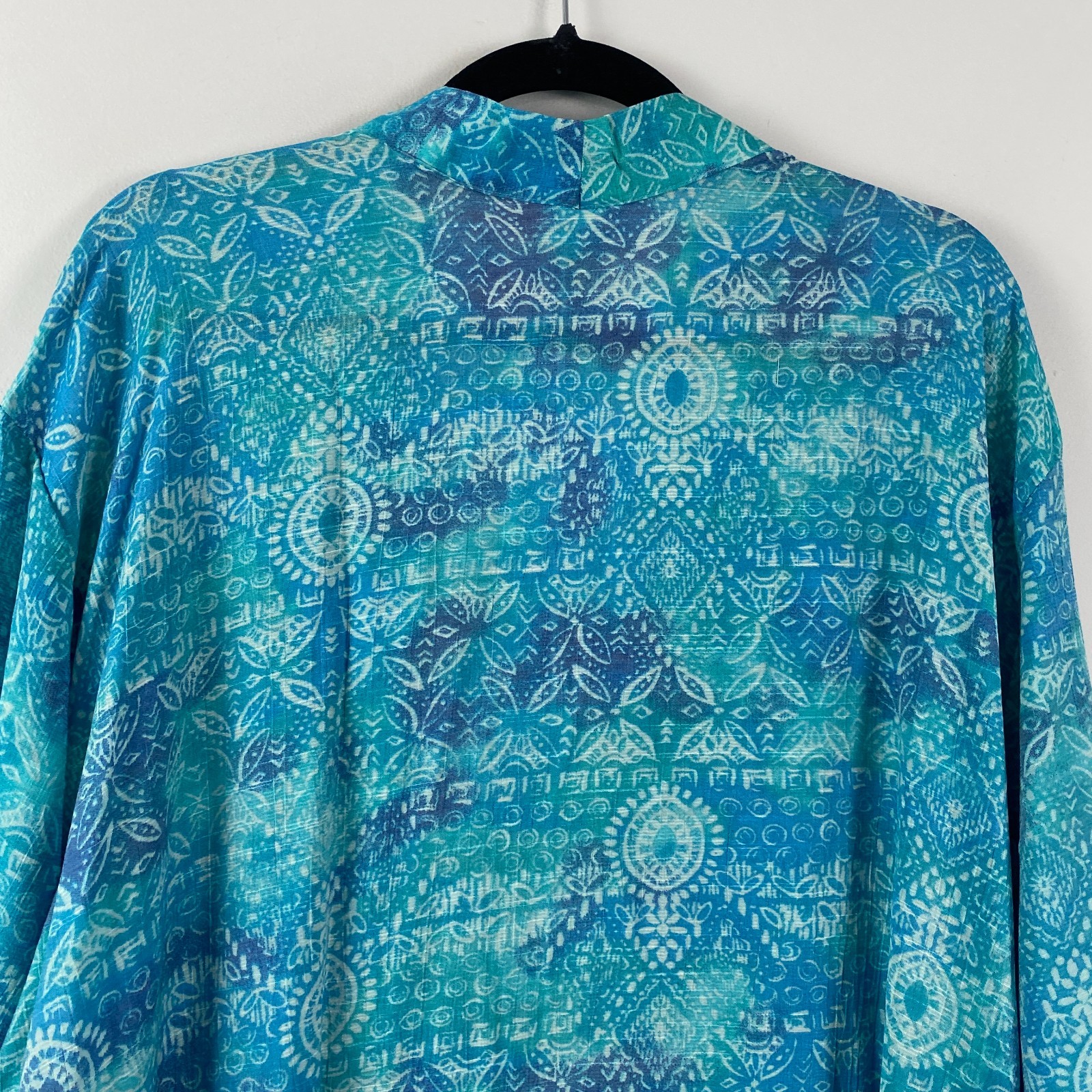 Catherines Open Front Kimono Cardigan Size 5X Blue Turquoise 3/4 Sleeves