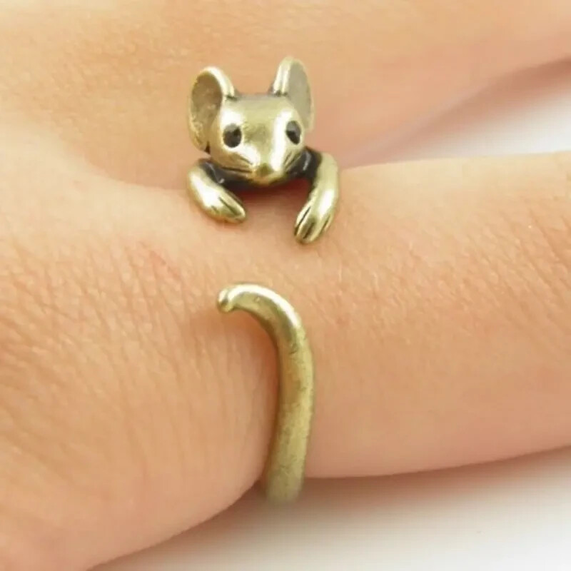 Cute Rat Adjustable Alloy Ring