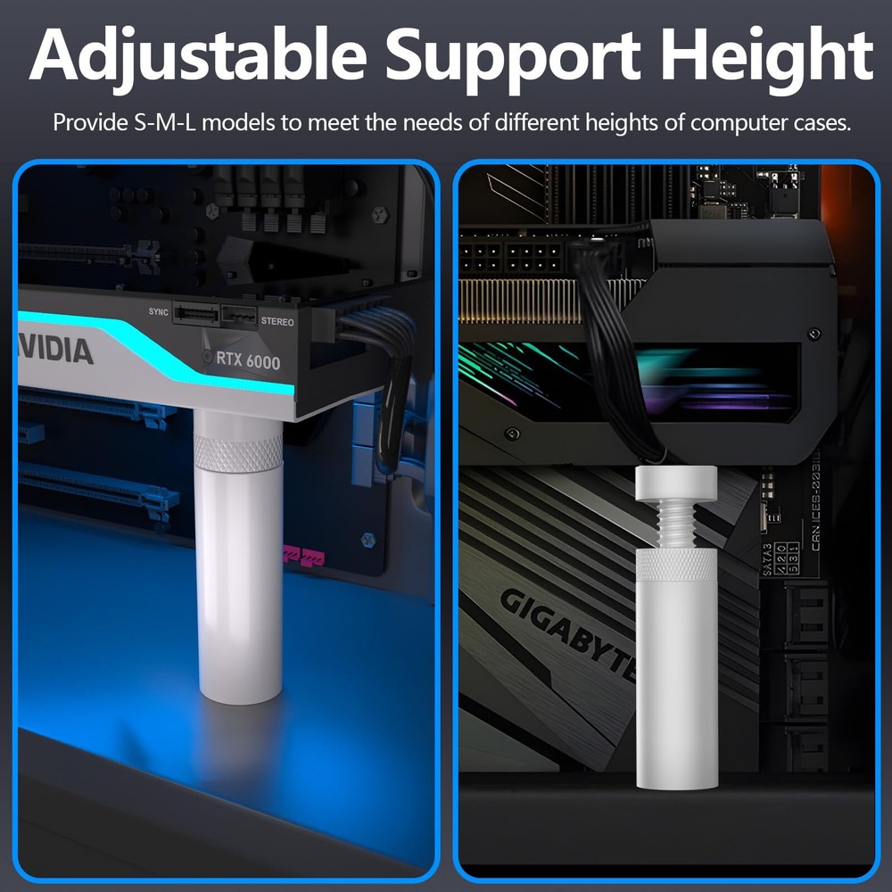 GPU Support Bracket Adjustable Height Vertical GPU Sag Bracket with Magnet an...