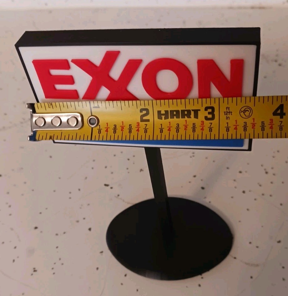 EXXON GAS STATION SIGN. Miniature. 3d Printed. 5" Inches Tall.