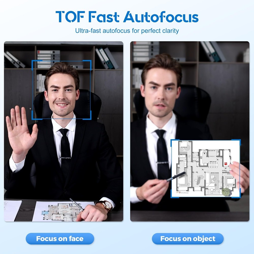 4K Webcam with Ring Light Web Cam 4K Autofocus with TOF Computer Camera 1080P...