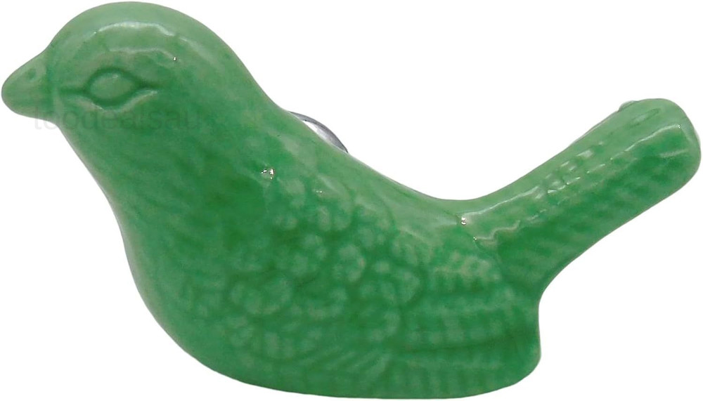 6pcs-Pack Vintage Ceramic Drawer Knobs and Pulls, Birds Art Decor Green