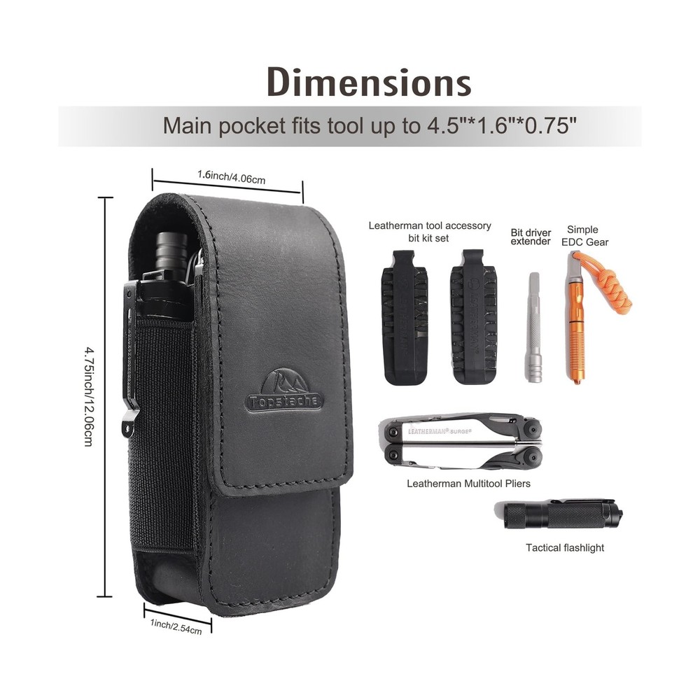 Topstache Leather Multitool Sheath for Belt - Multitool Holster for Belt - Le...