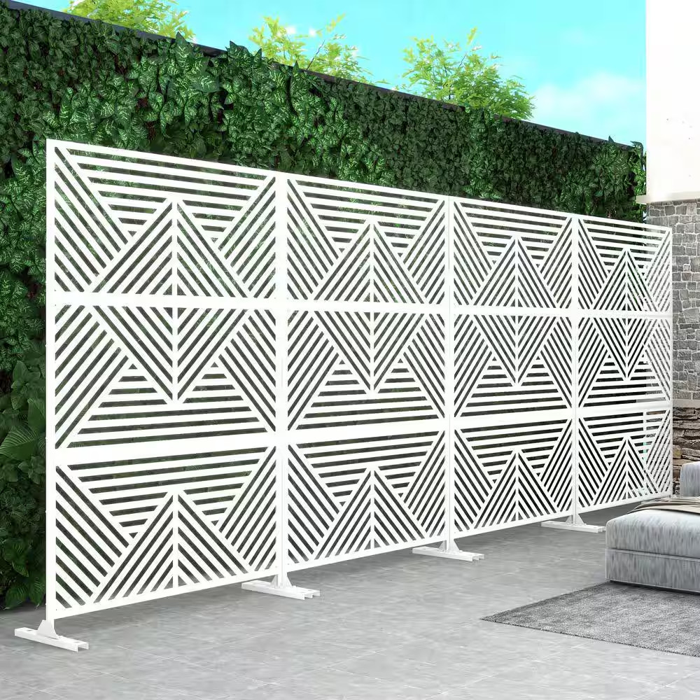 White 3-Panel Outdoor/Indoor Room Divider Privacy Screen