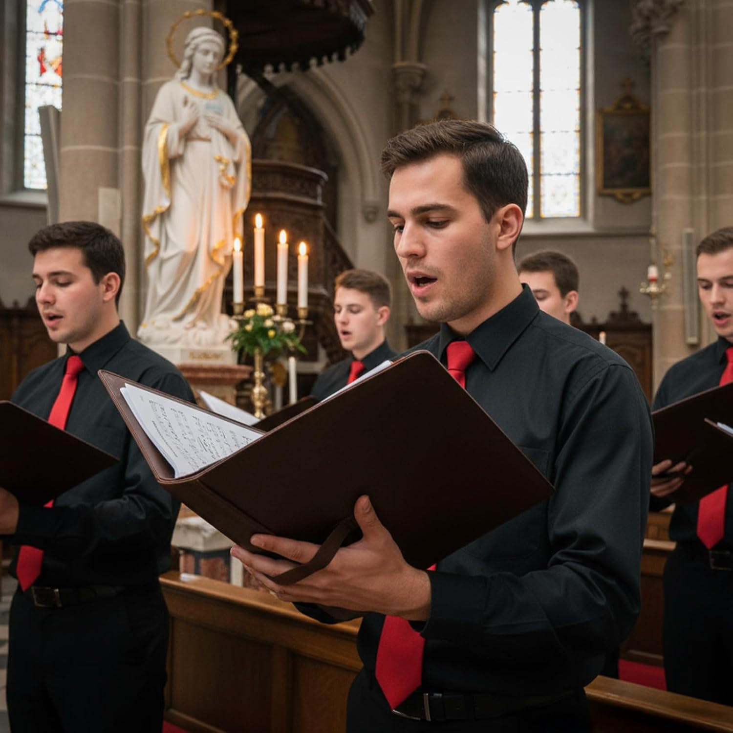 Sheet Music Folder 3 Ring Brown 13" X 9.8" Large PU Leather Choir Folder Hand
