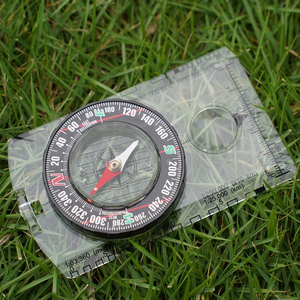 4 Pcs Outdoor Compass with Adjustable Declination,Magnifier,Ruler,Scale. Mult...