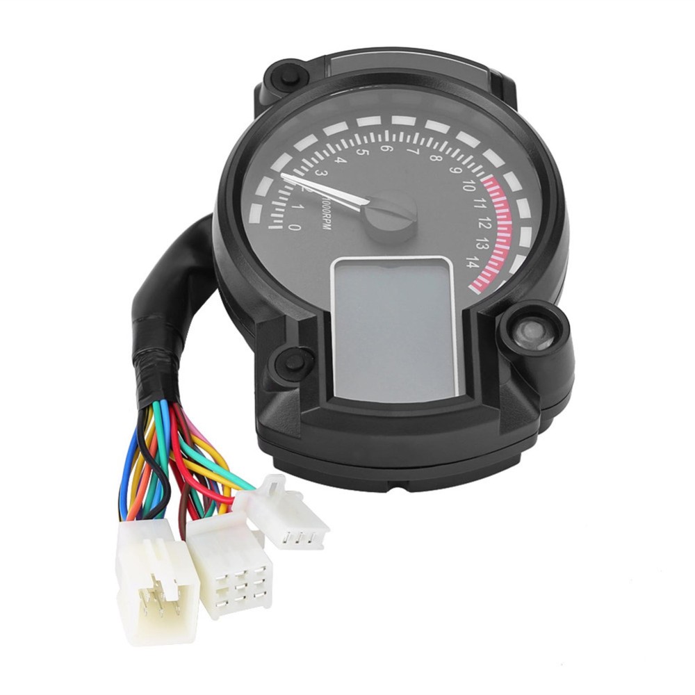 Digital LCD Display Motorcycle Speedometer Odometer Tachometer 7 Color Adjusting