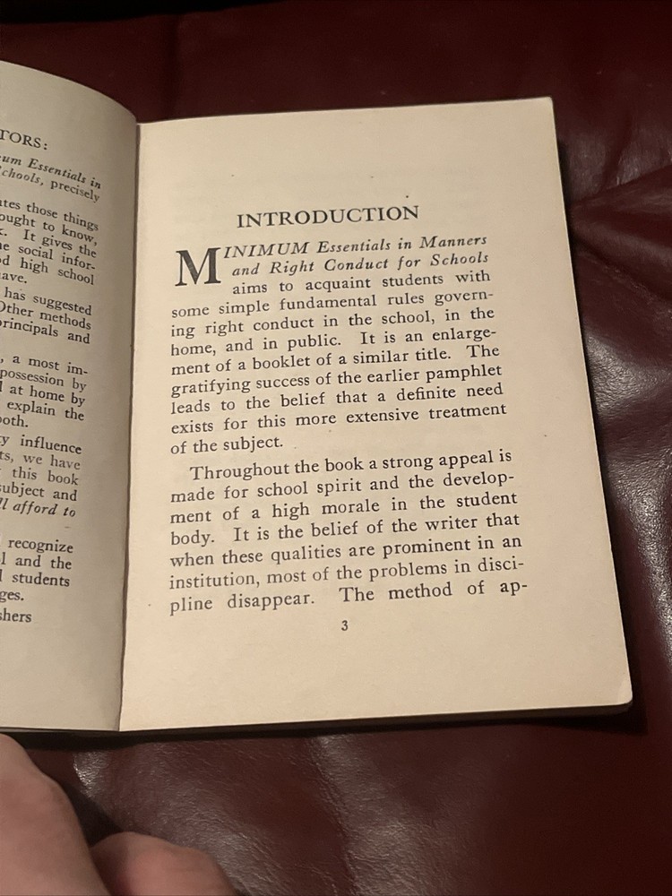 Minimum Essentials In Manners And Right Conduct For Schools