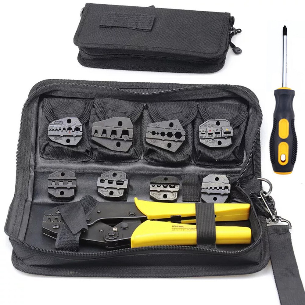 Ratchet Crimper Plier Crimping Tool Cable Wire Electrical Terminals Kit Set US