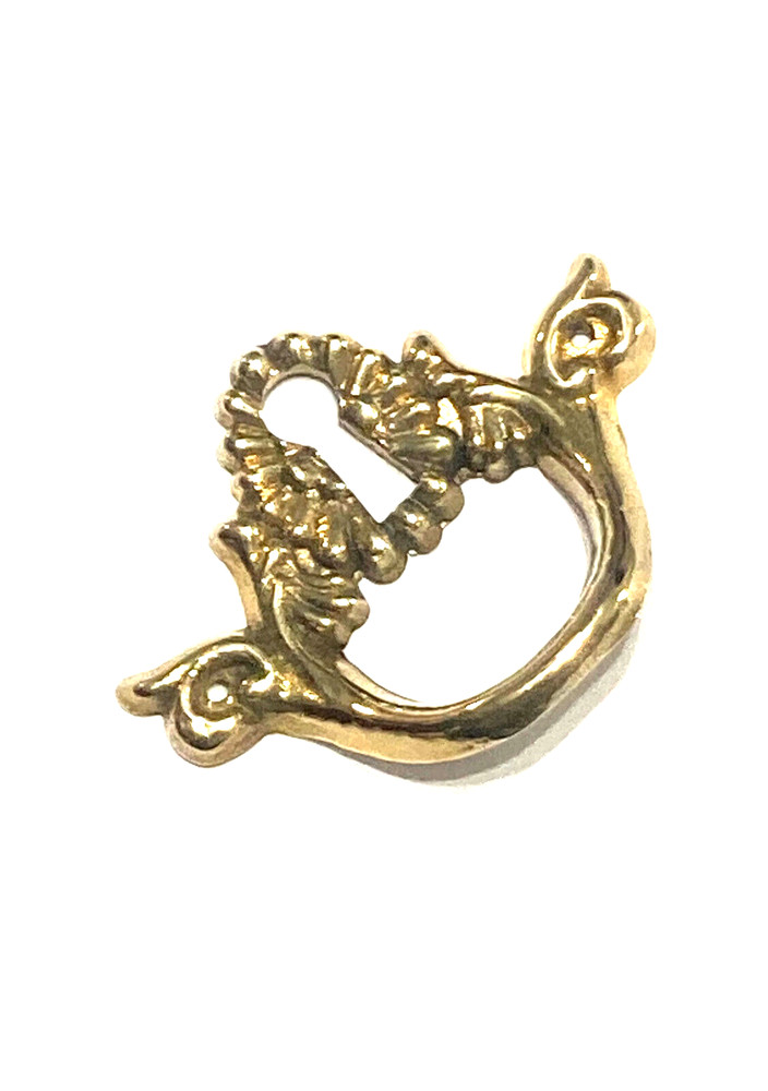 Drawer Pull With Horizontal Keyhole Floral Cast Brass Handle Small