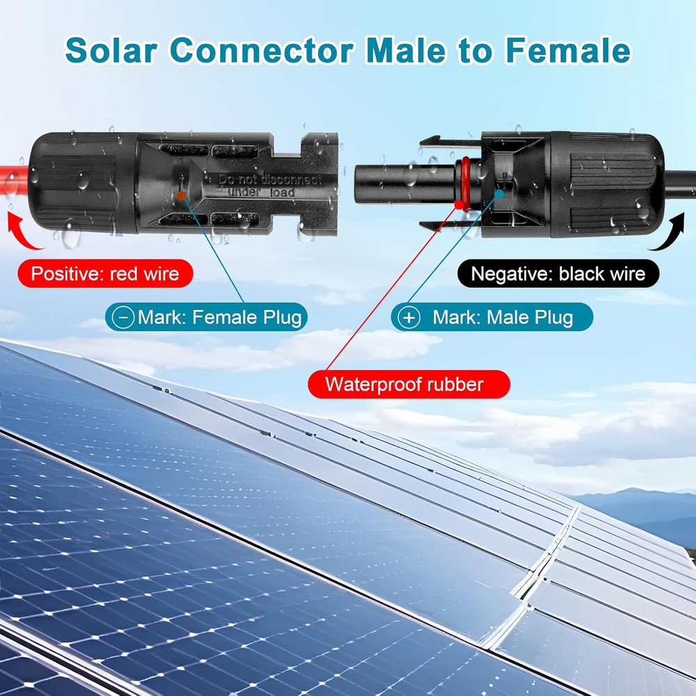 50FT Solar Panel to DC Adapter Cable, Tinned Copper Wire for Power Stations