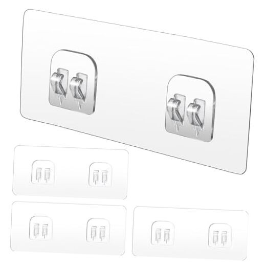 4 Pack Shower Caddy Adhesive Replacement, Strong Adhesive 4 Pack Double Hooks