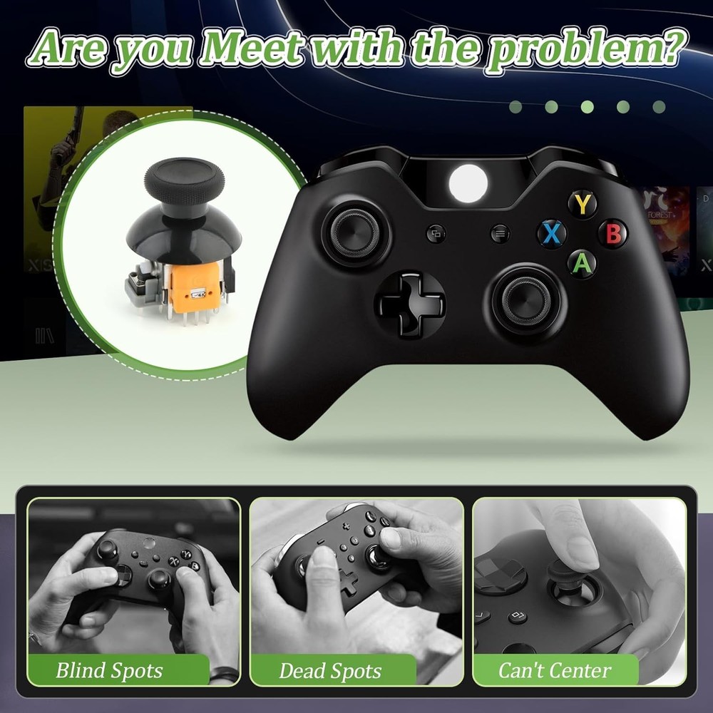 4Pack Joysticks for XboxOne S/X Hall Effect Joystick Replacement black