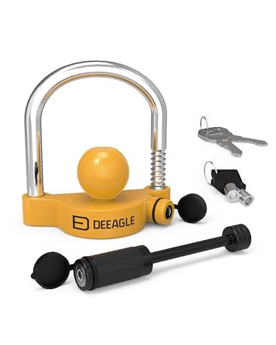 Trailer Coupler Lock, Include Universal Trailer Ball 3.5 inch yellow&black