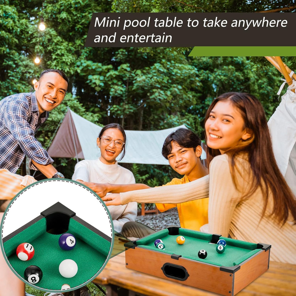 Mini Pool Table Set Pool Table for Cats Small Billiards Game with 16 Balls 2 Bil