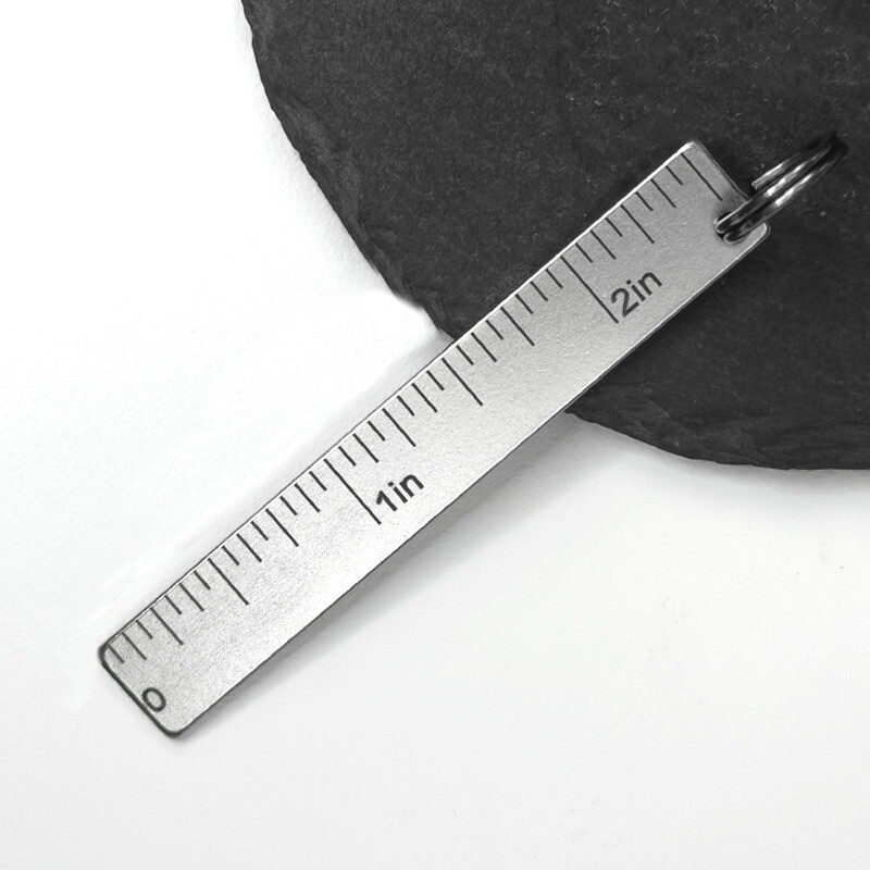 EDC Titanium Ruler Double Scale Inch Metric in/cm Measuring Tool with Key Ring