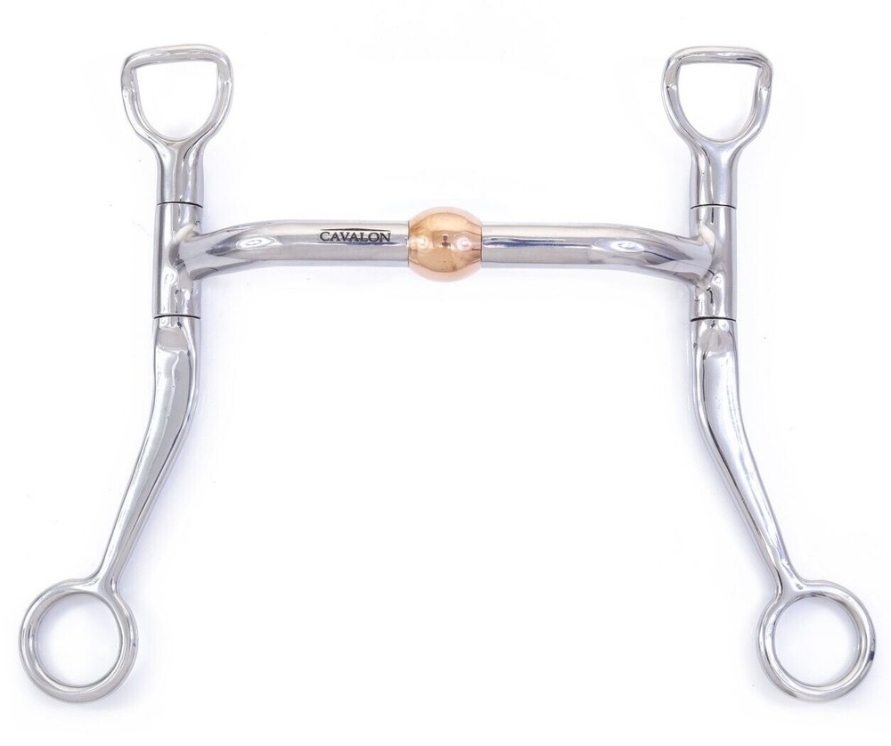 Cavalon Western Flat Shank Gaited Curb Bit with Rolling Copper Bulb