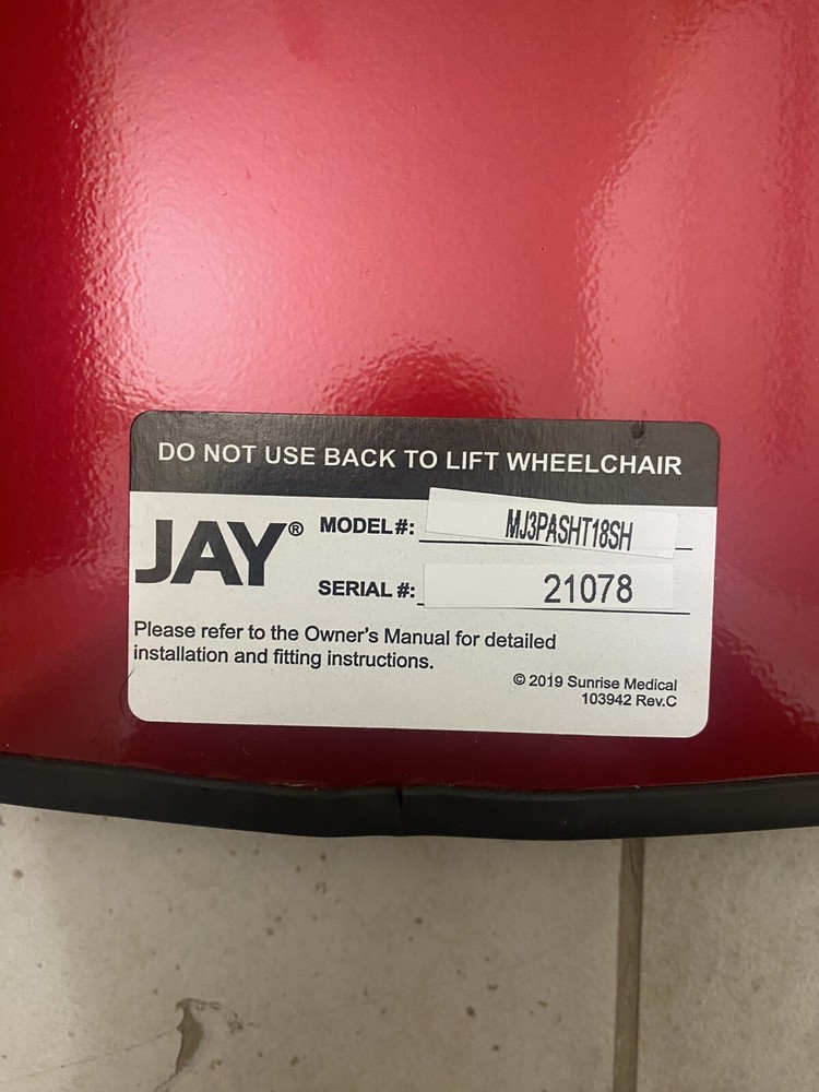 Jay J3 Backrest w/ 4 Point Hardware Fits 18” Chair