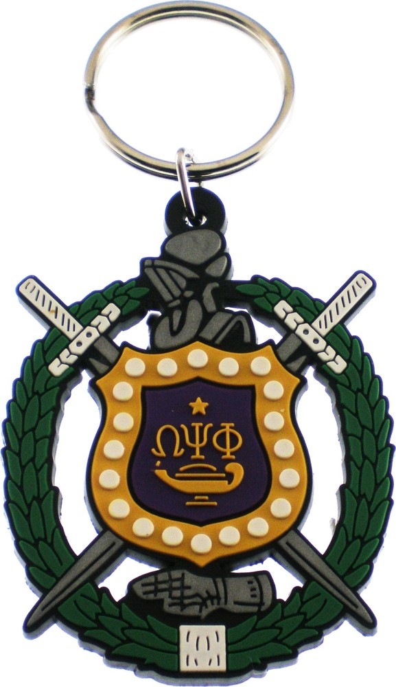 Omega Psi Phi PVC Shield Key Chain [Green - 2.5"]