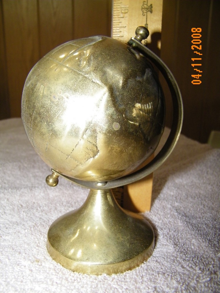 Brass Globe on Stand For Table Decor