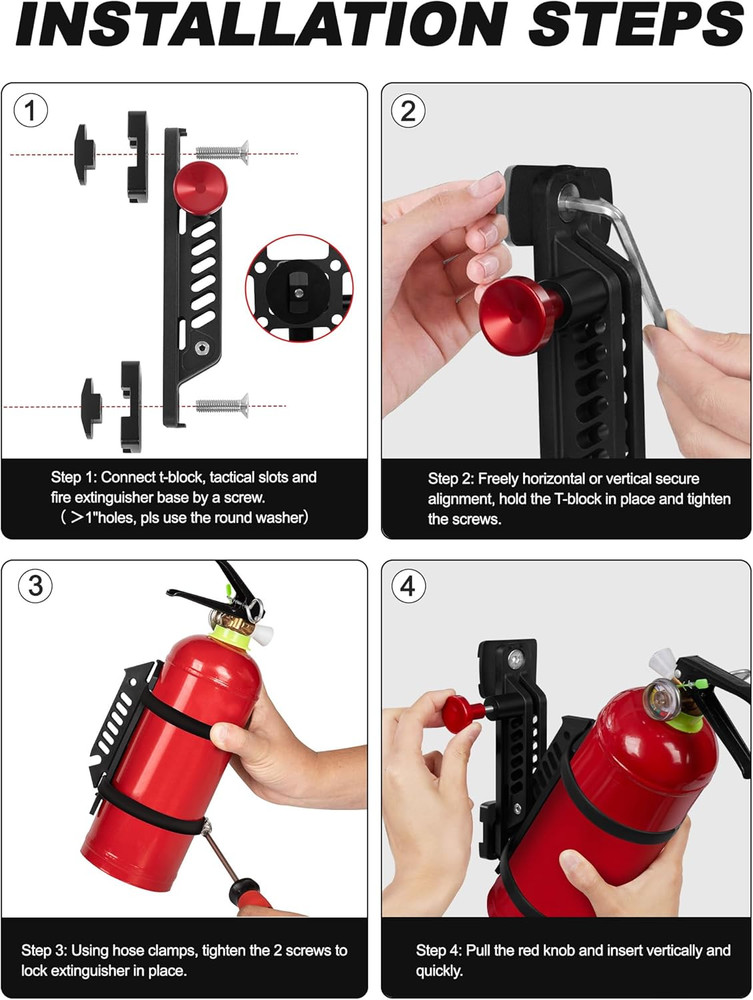 MOLLE Fire Extinguisher Mount Kit Quick Release Bracket Tactical Panels Trucks